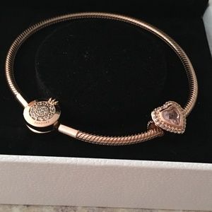 Pandora Moments Rose Gold Bracelet with Charm